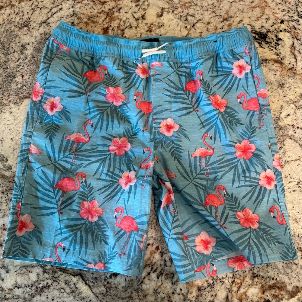 NWOT Board Shorts Pink and Green Tropical Shorts